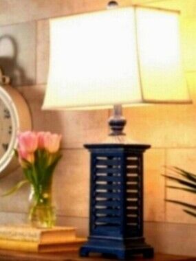 Lamp W/ Shade,,28" high,,Valeri Parhill/Qvc- Brand New,Matte Black) SHUTTER LAMP